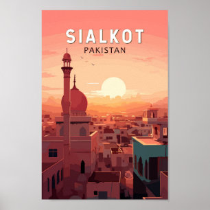 Poster Sialkot Pakistan Travel Art Vintage