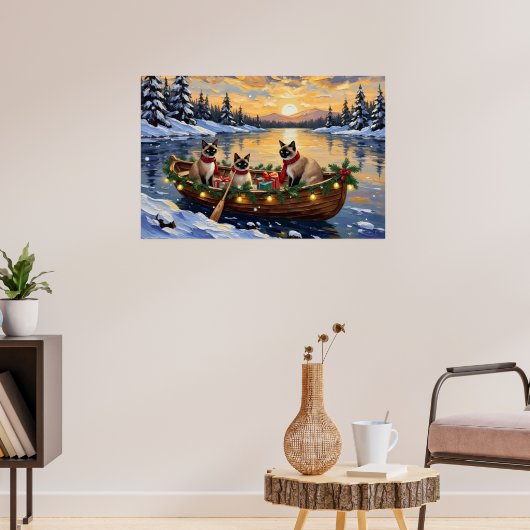 Poster Siamese Cat Christmas Boat Holiday (Salon 3)
