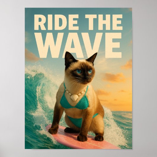 Poster Siamese Cat is surfing (Devant)