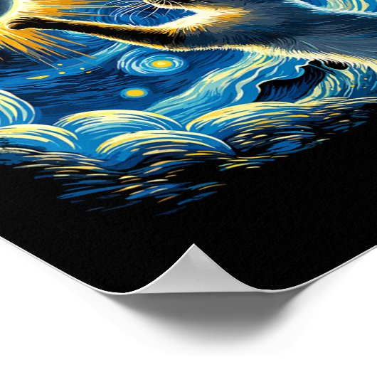 Poster Siamese Chat 2024 Van Gogh Starry Nuit Siamese Cha (Coin)