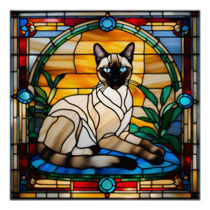 Poster Siamese Chat Tissu Verre