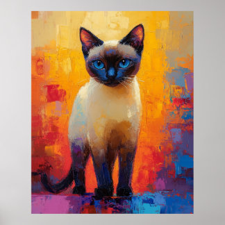 Poster Siamese in Colorstorm - Expressive Impressionist C
