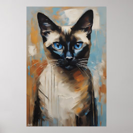 Poster | Siamese kat | Olieverfstijl