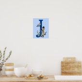 Poster Siamese papillon de chat Monogramme initial J (Cuisine)