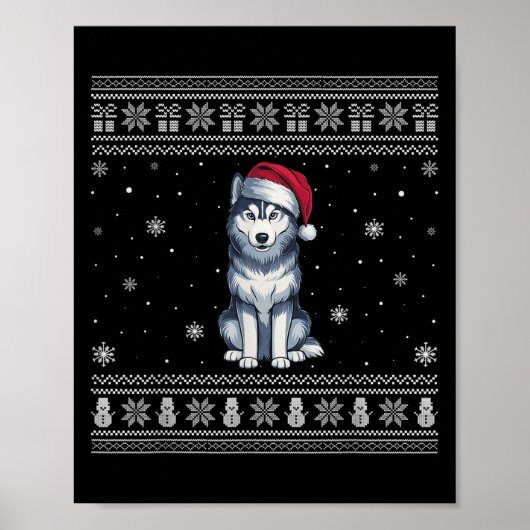 Poster Siberian Husky Dog Lovers Men Women Santa Ugly Xma (Devant)
