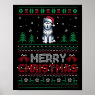 Poster Sibérie Husky Amoureux de les chiens Santa Hat sap