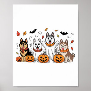 Poster Sibérie Husky Ghost Automne Automne Thanksgiving H