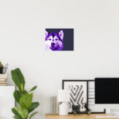 Poster Sibérie Husky Low Poly Art en violet (Bureau à domicile)