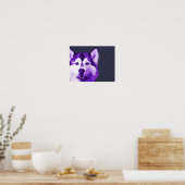 Poster Sibérie Husky Low Poly Art en violet (Cuisine)