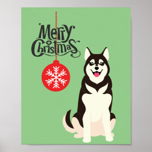 Poster Sibérie Husky Noël Holiday