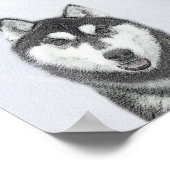 Poster Sibérie Husky (noir et blanc) Peinture Chien Art (Coin)