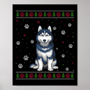 Poster Sibérie Husky Sweat de Noël Xmas Animal de compagn