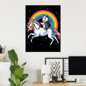 Poster Sibérie Husky Unicorn Girls Space Galaxy (Bureau à domicile)