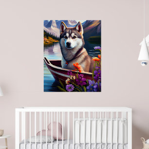 Poster Sibérien Husky à la pagaie : une aventure Pittores