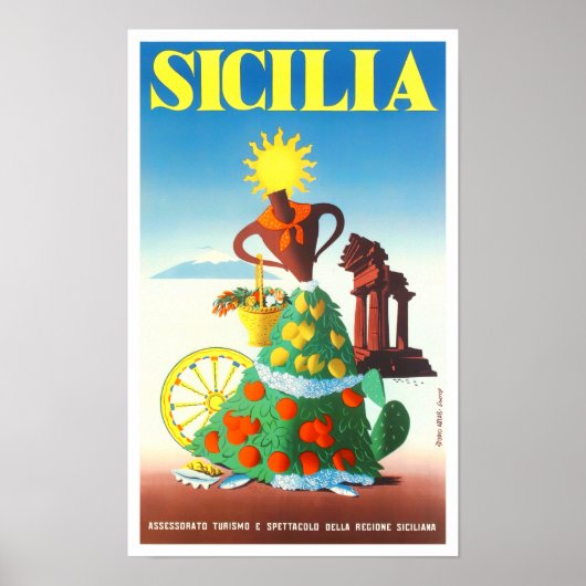 Poster Sicile Italie voyage vintage (Devant)