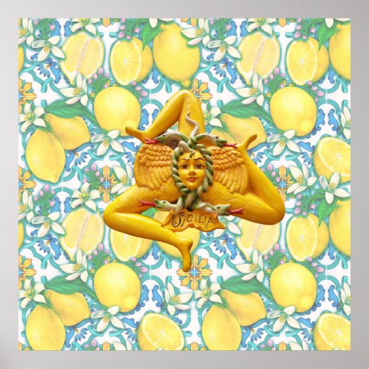 Poster Sicilienne Trinacria Italien Pride Lright Lemon Ca (Devant)