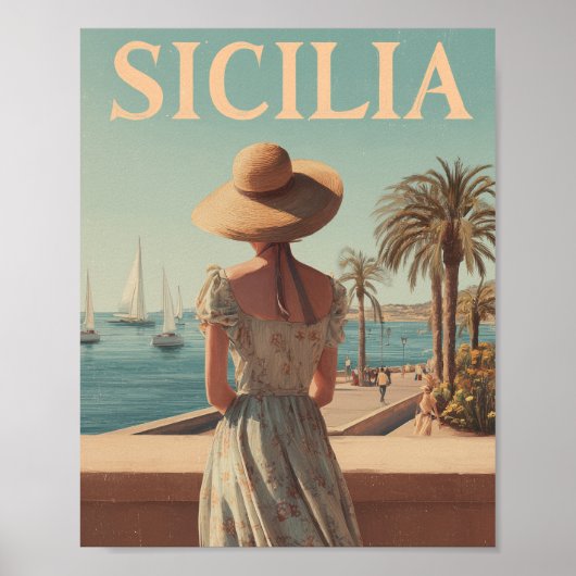 Poster Sicily 50s vintage travel (Devant)