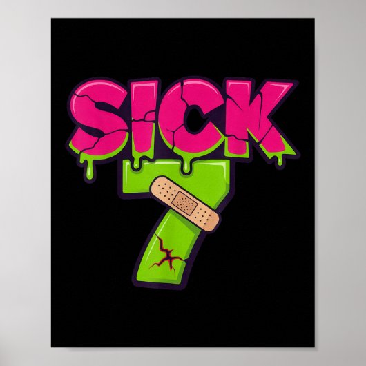 Poster Sick Seven Meme Tee Six Seven Fun Wordplay Drip  (Devant)