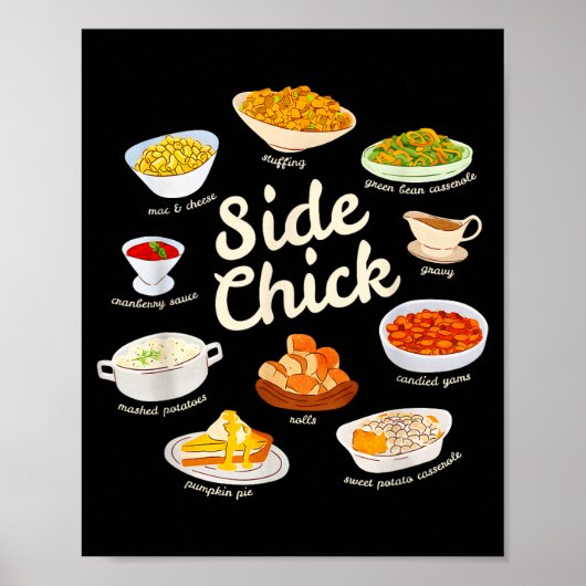 Poster Side Chick Funny Thanksgiving Sides Retro Food Tha (Devant)
