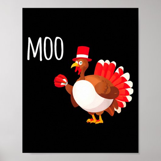 Poster Side Eye Moo Turkey Funny Thanksgiving Autumn Fall (Devant)