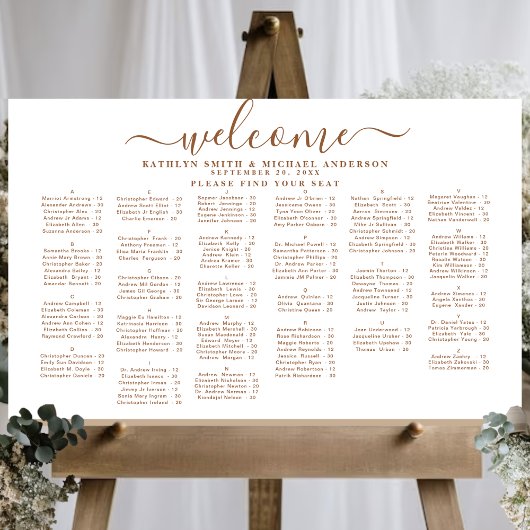 Poster Siège Alphabétique Mariage moderne Dusty Beige