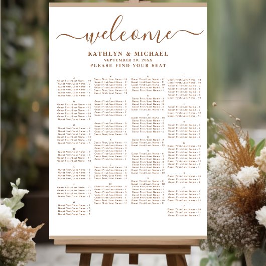 Poster Siège Alphabétique Mariage moderne Dusty Beige