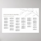 Poster Siège Alphabétique minimaliste Mariage Feuille d'o (Devant)