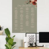 Poster Siège de mariage floral vert automne rustique boho (Bureau à domicile)