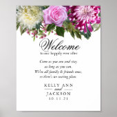 Poster Siège Mariage De Bienvenue - Jolies Fleurs Roses (Devant)