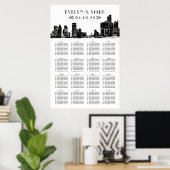 Poster Siège Mariage de Detroit Skyline Black Art Deco (Bureau à domicile)