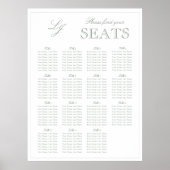 Poster Siège Mariage de script du Monogramme vert Sage mo (Devant)