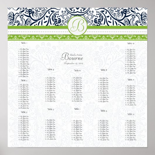 Poster Siège Mariage Marine et Vert - Ne pas utiliser de  (Devant)