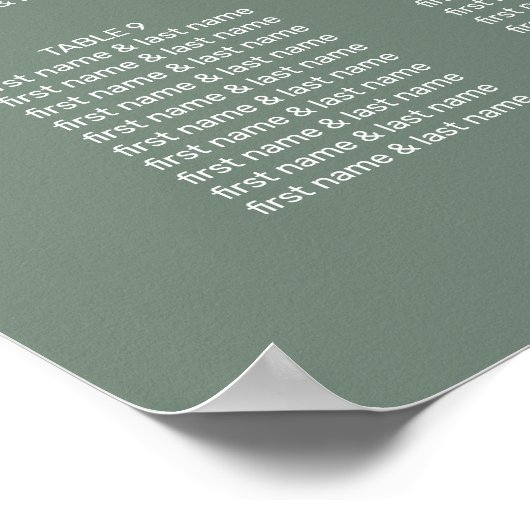 Poster Siège Mariage moderne Sage Green White Script (Coin)