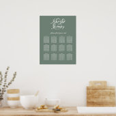Poster Siège Mariage moderne Sage Green White Script (Cuisine)