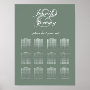 Poster Siège Mariage moderne Sage Green White Script