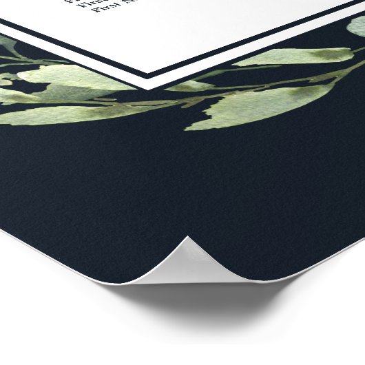 Poster Siège Mariage Succulent bleu marine de minuit (Coin)