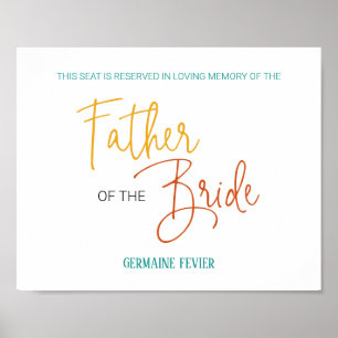 Poster Siège Mémorial Coloré du Père de la Mariée Mariage