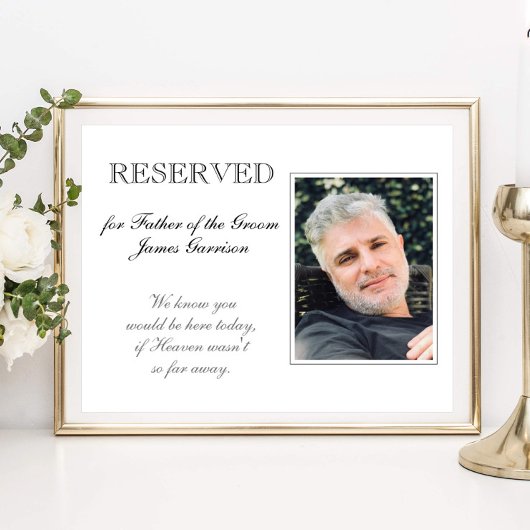 Poster Siège réservé à la mémoire du père du marié pour l