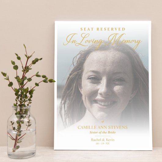 Poster Siège Réservé Mariage d'Or Souvenir Affectueux Par