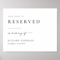Siège réservé Mariage moderne en mémoire de la sig