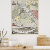 Poster Siège vintage de Belgrade Serbie Carte (1717) (Cuisine)