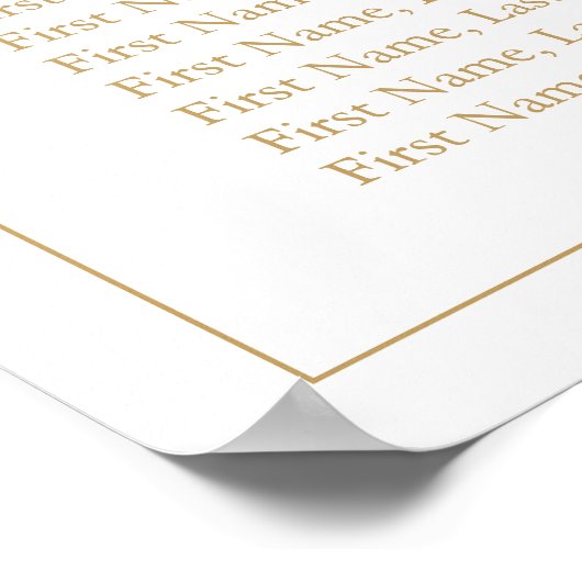 Poster Sièges Mariage de Monogramme de cime dorée (Coin)