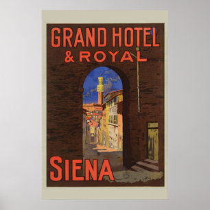 Poster Siena Grand Royal Hotel Vintage Italie Travel