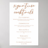 Poster Sienna Brown Mariage Signature Cocktails Menu (Devant)