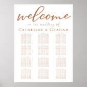 Poster Sienna Brown Script Mariage 12 Table Seating Chart (Devant)