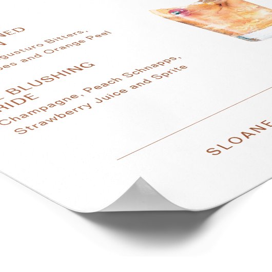 Poster SIENNA Signature Boissons Mariage Signal 8x10 (Coin)