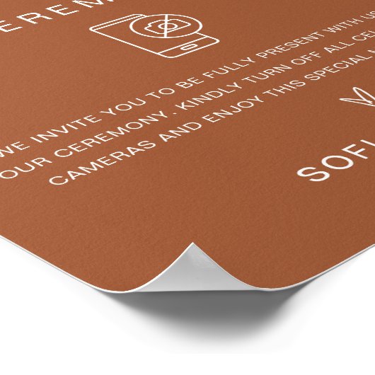 Poster SIENNA Unplugged Ceremony Mariage Sign Terracotta (Coin)