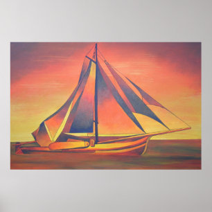 Poster Sienna vole au coucher du soleil