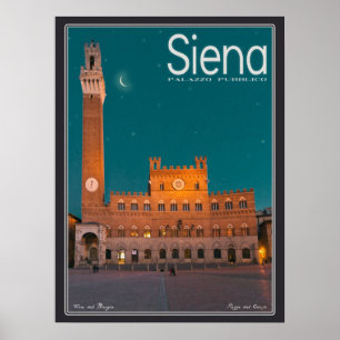 Poster Sienne - Nuit Palazzo Pubblico