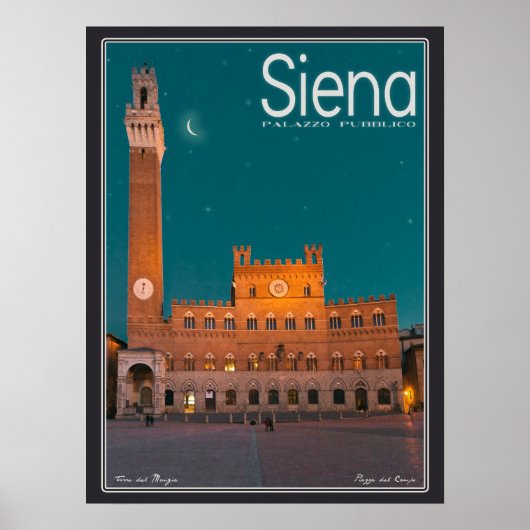 Poster Sienne - Nuit Palazzo Pubblico (Devant)